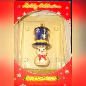 New in Box Christopher Radko Snowman Ornament 4" Hand Painted Christmas Holiday